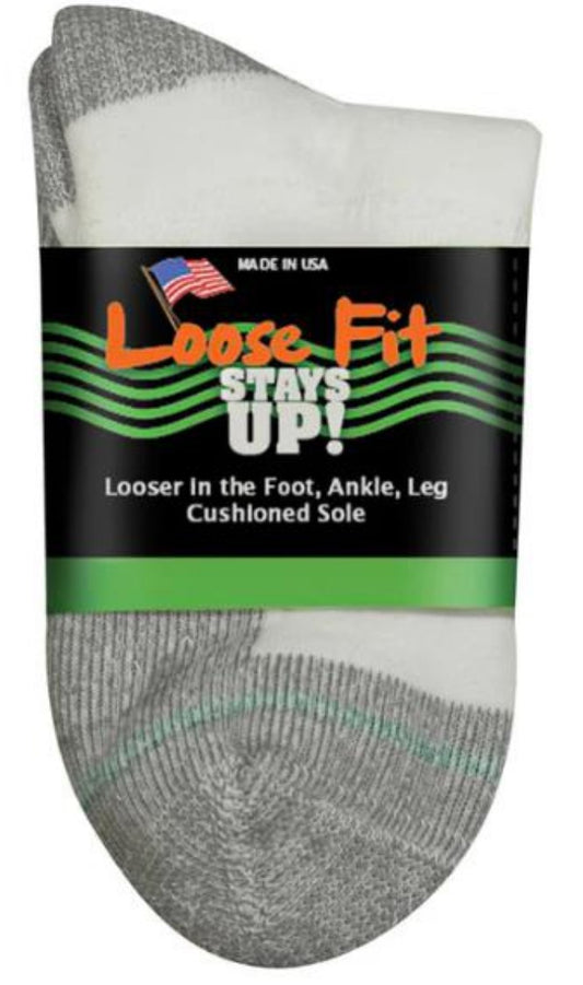 White-EXTRA WIDE LOOSE FIT STAY UP QUARTER SOCK 1