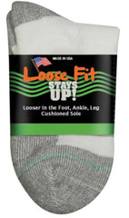 White-EXTRA WIDE LOOSE FIT STAY UP QUARTER SOCK 1