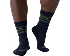Denim Combo-Mens Vintage Stripe Cushioned Crew Sock 1
