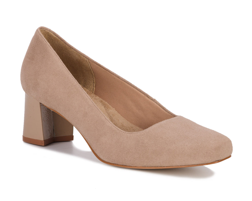 Light Taupe Suede Patent-MEREDITH PUMP BY ROS HOMMERSON 1