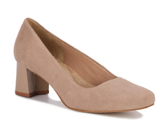 Light Taupe Suede Patent-MEREDITH PUMP BY ROS HOMMERSON 1