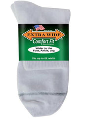 White-EXTRA WIDE ATHLETIC QUARTER SOCK 1