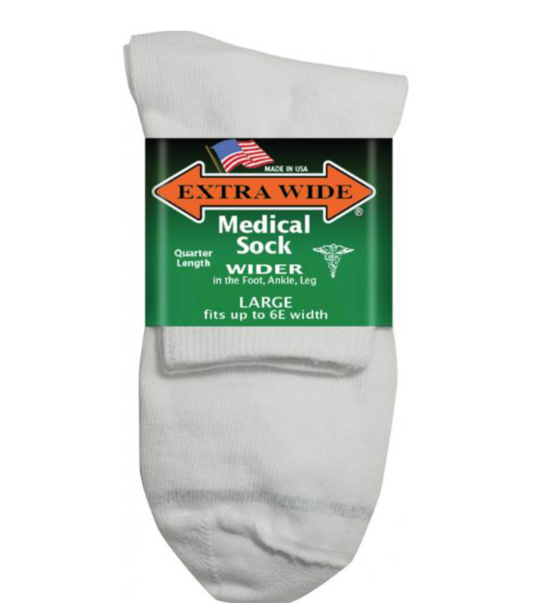 White-EXTRA WIDE MEDICAL QUARTER SOCK 1