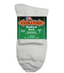 White-EXTRA WIDE MEDICAL QUARTER SOCK 1