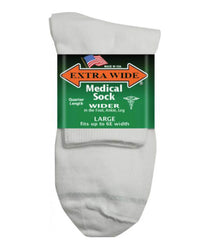 White-EXTRA WIDE MEDICAL QUARTER SOCK 1