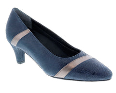 Navy/Pewter Lizard Print Leather-KIWI BY ROS HOMMERSON 1