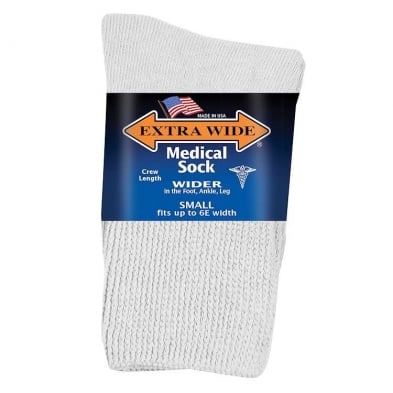 White-EXTRA WIDE MEDICAL CREW SOCK 1