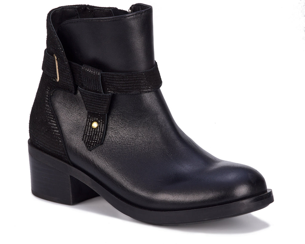 Black Napa Patent Lizard Print Leather-DELIA BY ROS HOMMERSON 1