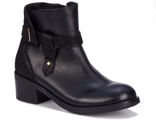 Black Napa Patent Lizard Print Leather-DELIA BY ROS HOMMERSON 1