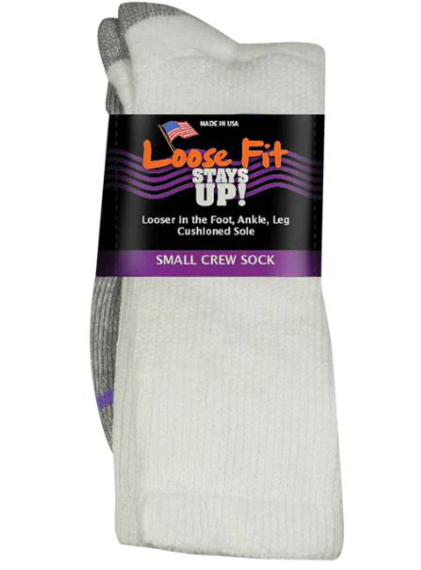 White-EXTRA WIDE LOOSE FIT STAY UP CREW SOCK 1