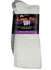 White-EXTRA WIDE LOOSE FIT STAY UP CREW SOCK 1