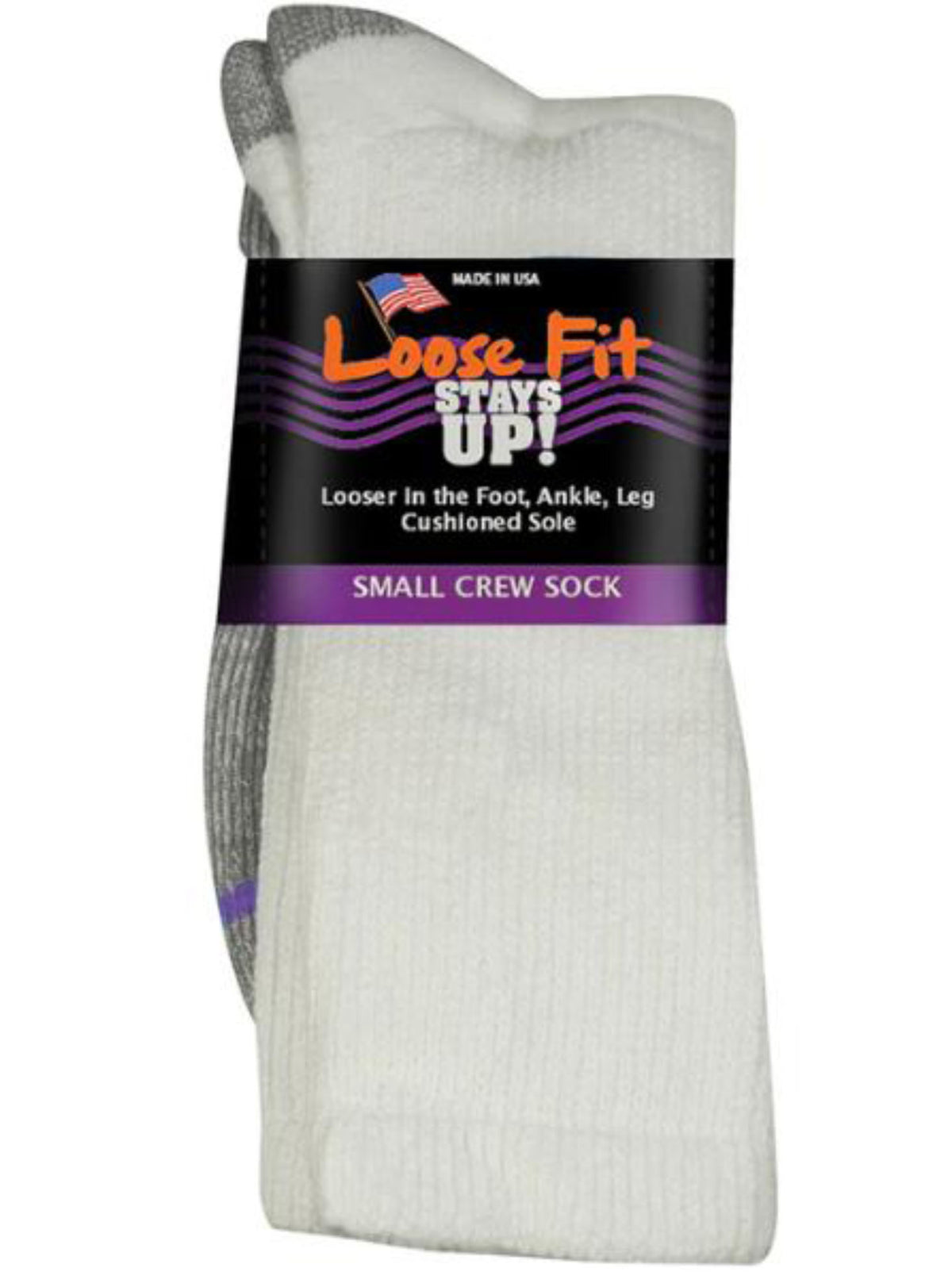 White-EXTRA WIDE LOOSE FIT STAY UP CREW SOCK 1